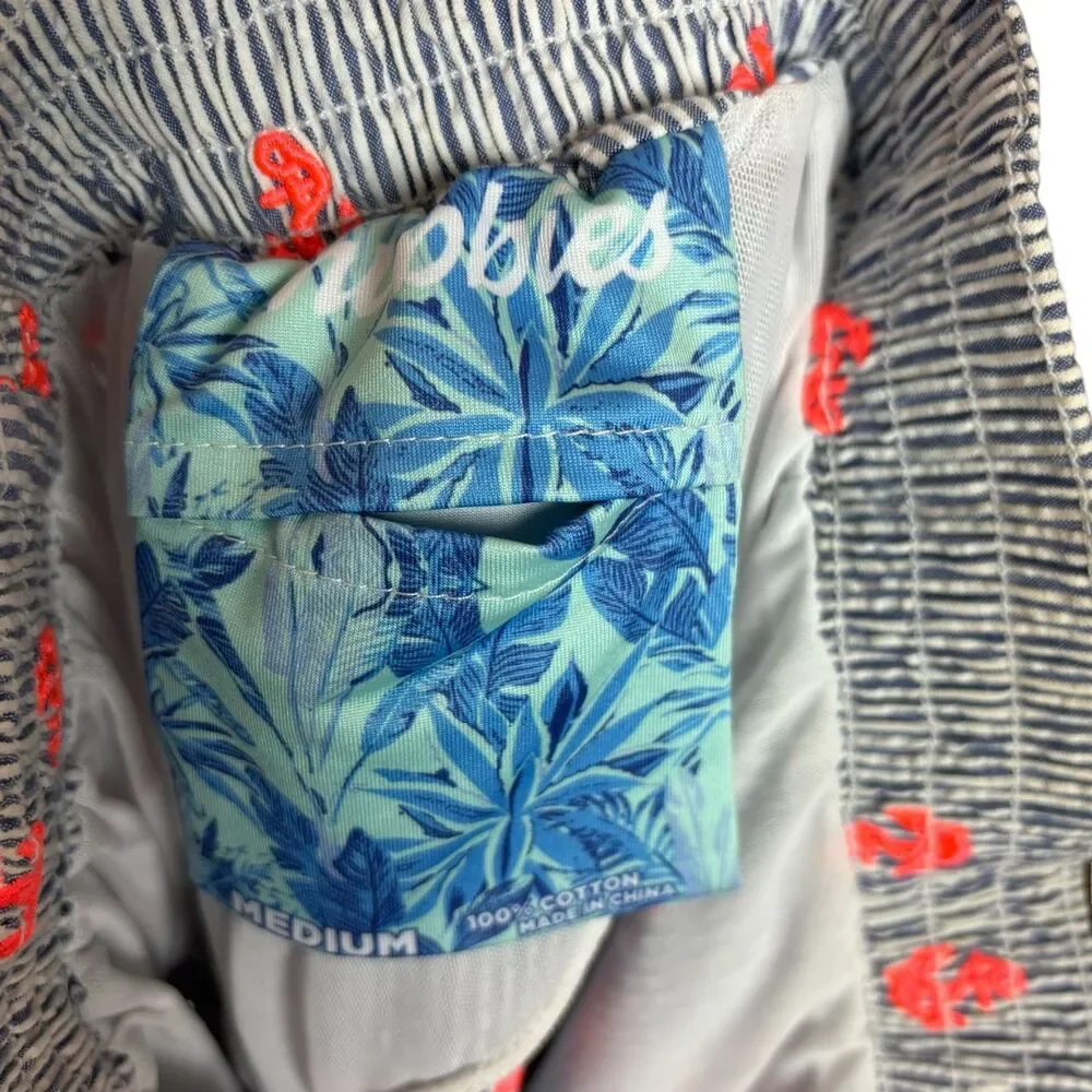 Chubbies Seersucker Orange Anchor Swim Trunks Men's Medium
